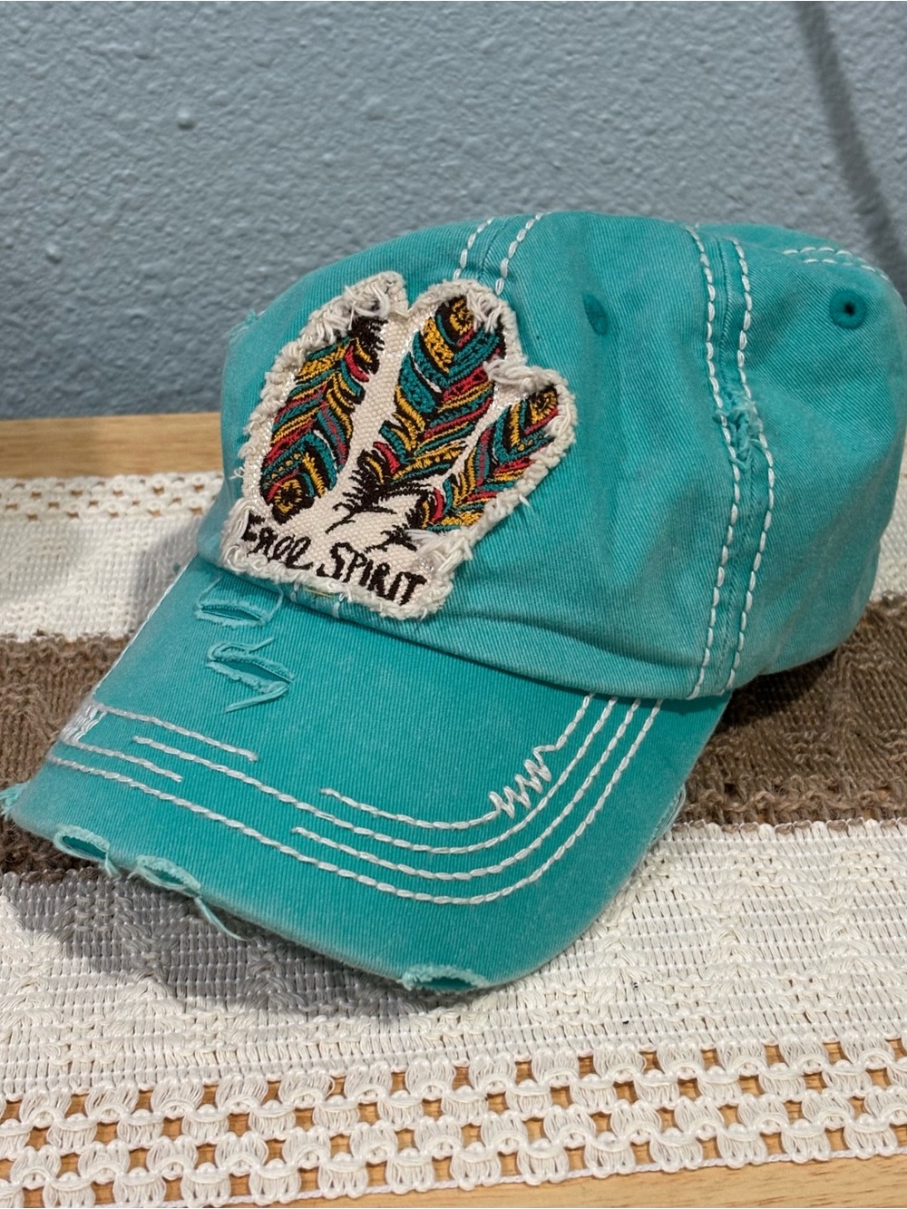 KBETHOS Turquoise Distressed “Free Spirit” Hat